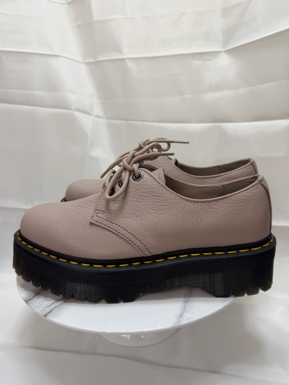 🥰 Dr Martens 1461 Quad II Pisa Vintage Platform Lace Up, Taupe Leather Sz 10